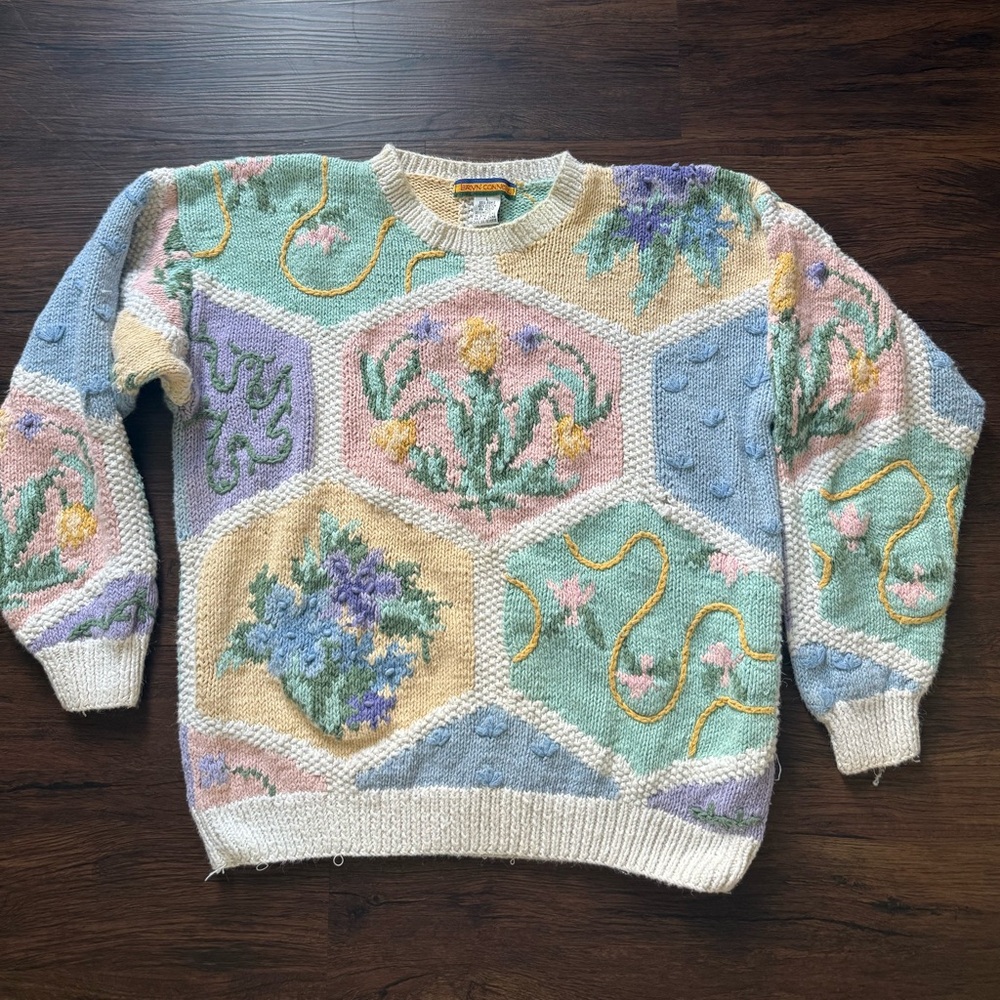 Bryn Connelly Vintage Floral‎ Cottage Core Sweater Large